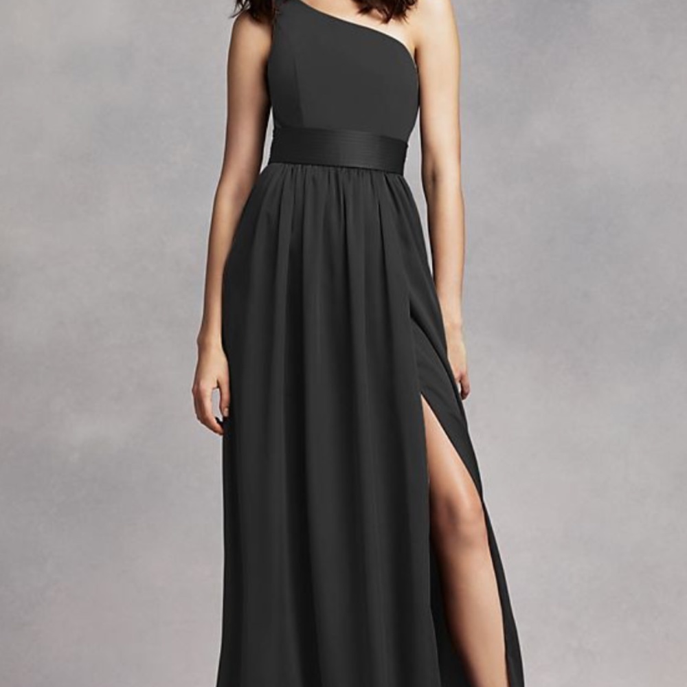 Vera Wang One Shoulder Dress with Satin Sash